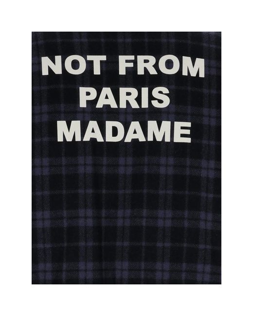 Drole de Monsieur Black Check-Pattern Slogan Jacket for men