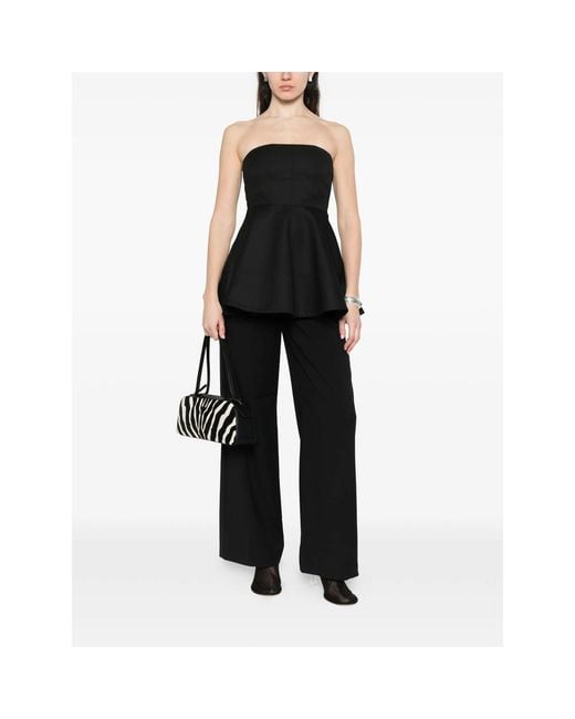 Gestuz Black Strapless Fit Flare Top