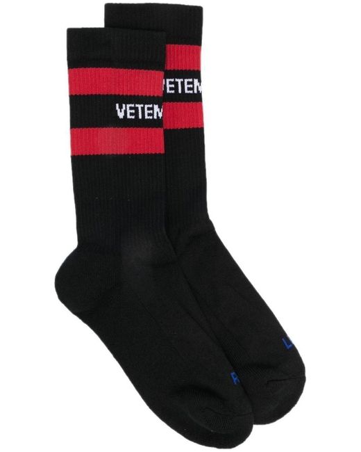 Vetements Black Striped Crew Socks for men