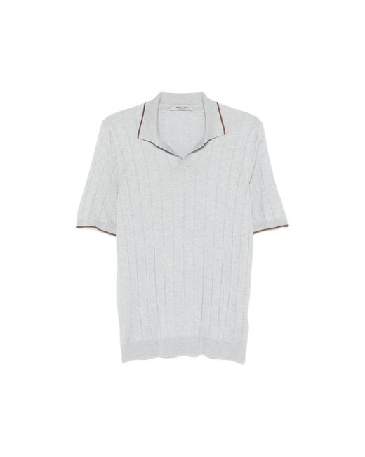 Fileria Gray Ribbed Trim T-Shirt for men