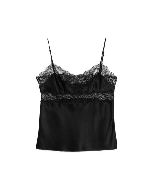 Nili Lotan Black Top With Lace Detail