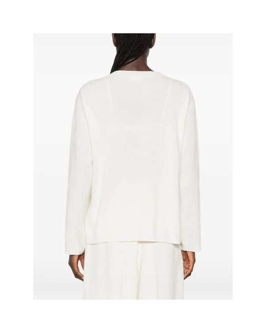Fabiana Filippi White Bead-Embellished Crew-Neck Sweater