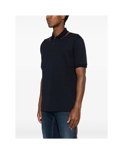Gucci Black Web-Stripe Piqué Polo Shirt for men
