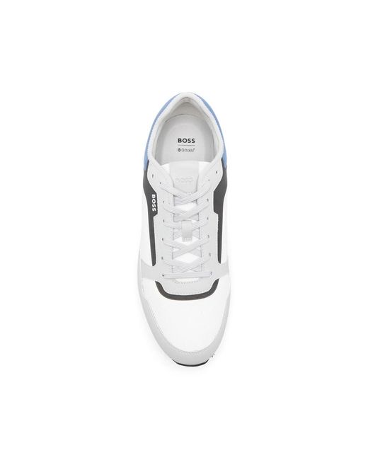 Boss White Parkour-L Panelled Lace-Up Sneakers for men