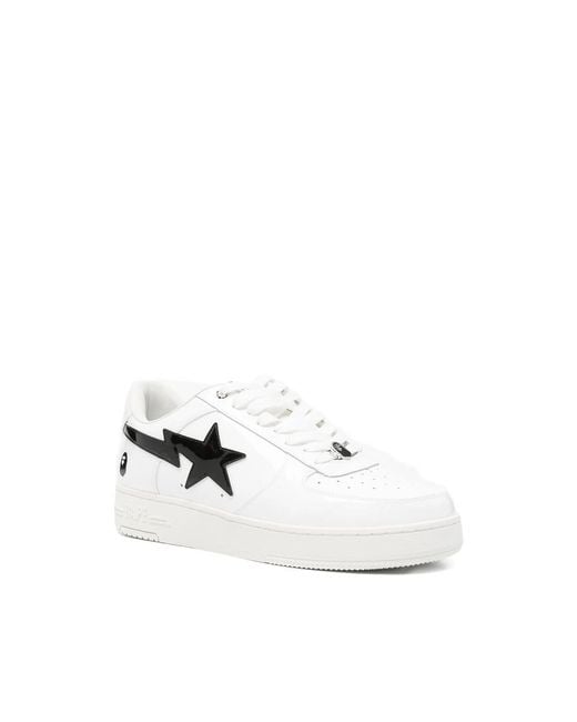 A Bathing Ape White Bape Sta Lace-Up Sneakers for men
