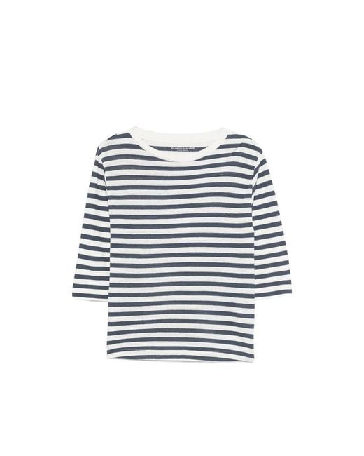Majestic Filatures Blue Striped T-Shirt