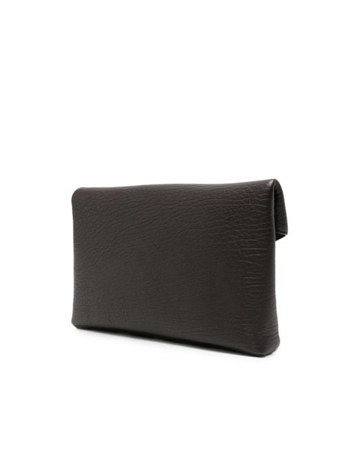Saint Laurent Black Cassandre Grained-Leather Clutch Bag