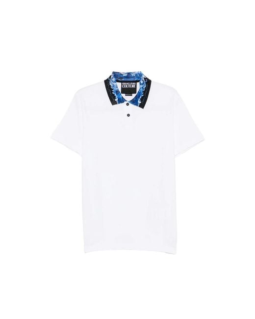 Versace Jeans Couture White Floral-Print Polo Shirt for men