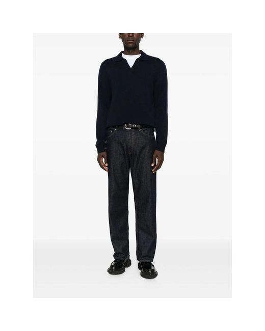 Soft Goat Black Cashmere Polo Sweater for men