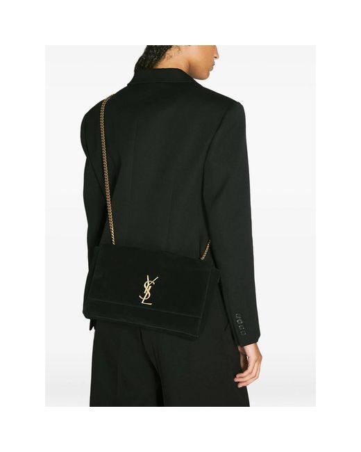 Saint Laurent Black Medium Kate Logo-Plaque Shoulder Bag