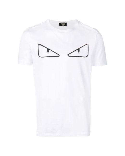 Fendi White Bag Bugs Eyes T-shirt for men