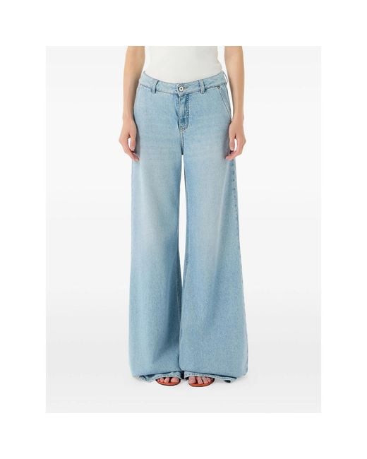 Blumarine Blue Stone Washed Palazzo Pants