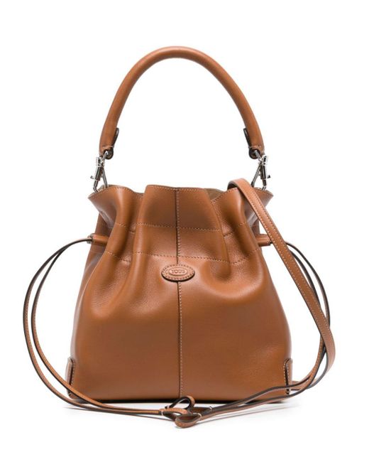 Tod's Brown Tonal-logo Leather Bucket Bag