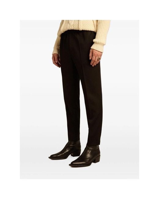Golden Goose Deluxe Brand Black Logo-Plaque Virgin Wool Trousers for men