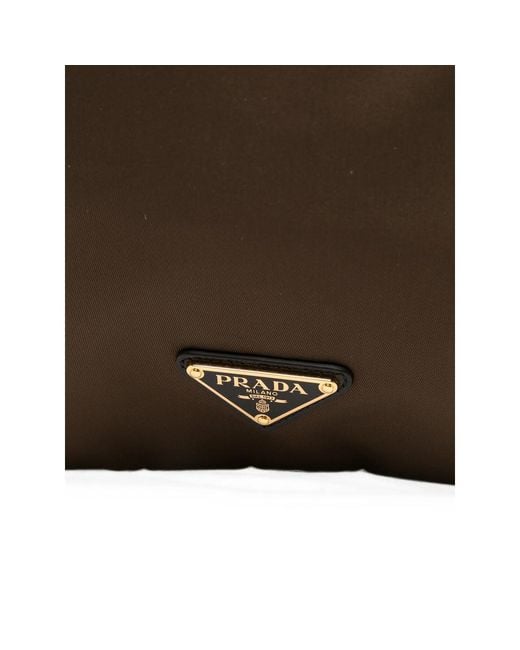 Prada Brown Logo-Plaque Drawstring Tote Bag