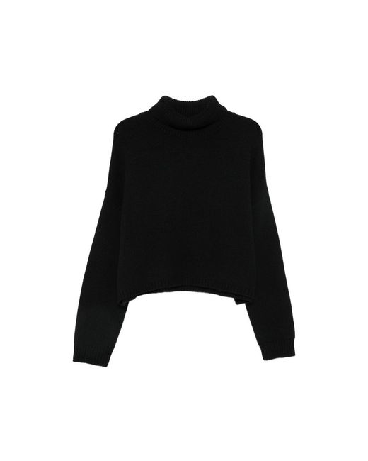 Lisa Yang Black Ribbed-Knit Roll-Neck Sweater