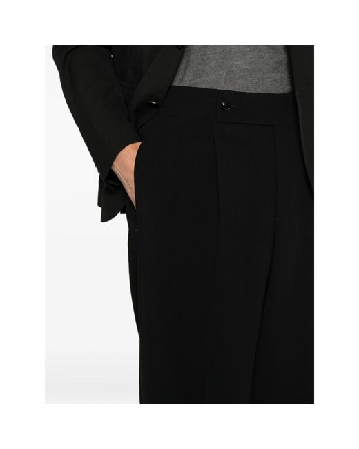 Giorgio Armani Black Pleated Wide-Leg Trousers for men