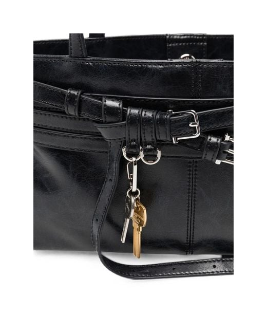 OSOI Black Brocle Buckled Leather Shoulder Bag