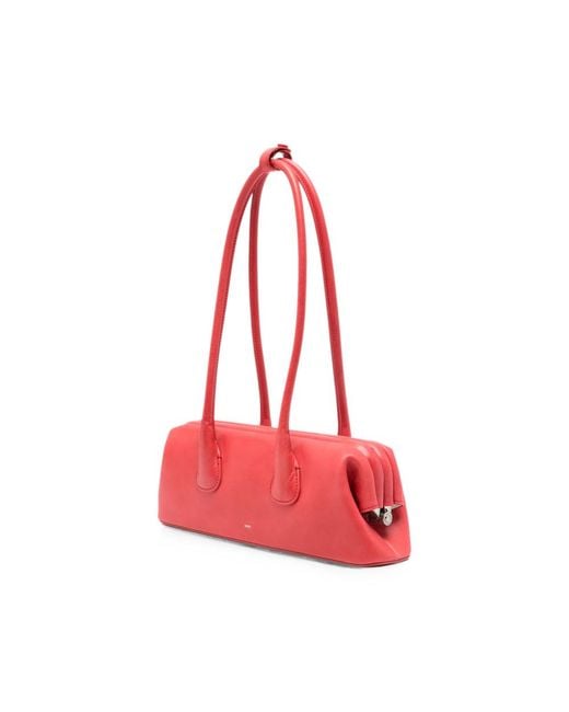 OSOI Red Mini Boat Leather Tote Bag