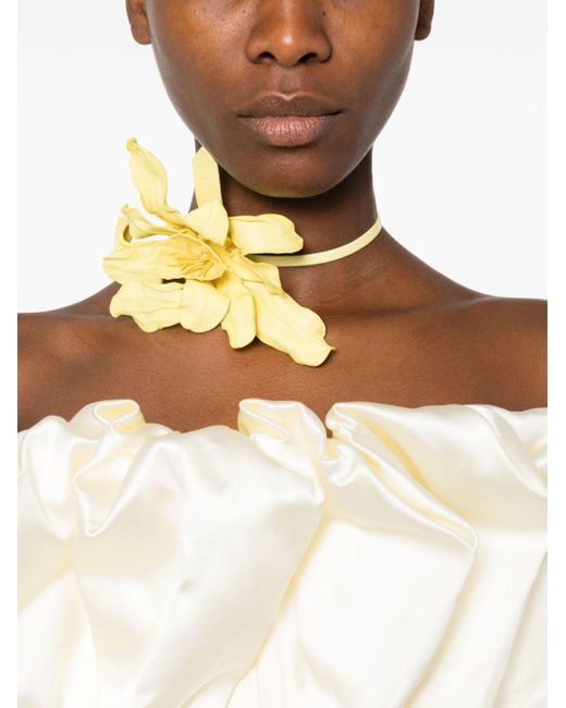 Del Core Yellow Floral Leather Choker