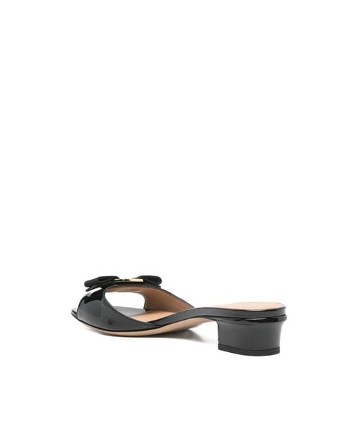 Ferragamo Black Vara Bow Slides