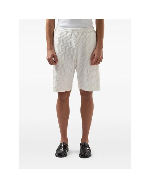 Gcds White Monogram-Patterned Shorts for men