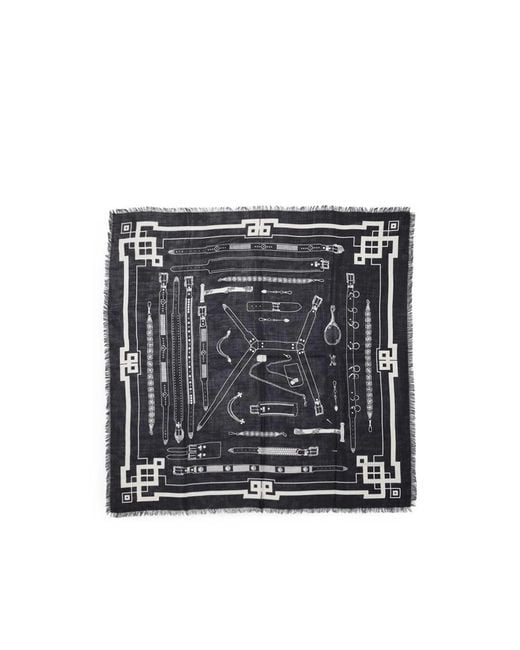 Enfants Riches Deprimes Black Belt-Print Frayed Scarf for men
