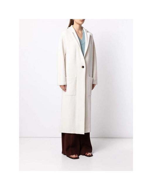 Lisa Yang White Knitted Single-Breasted Coat