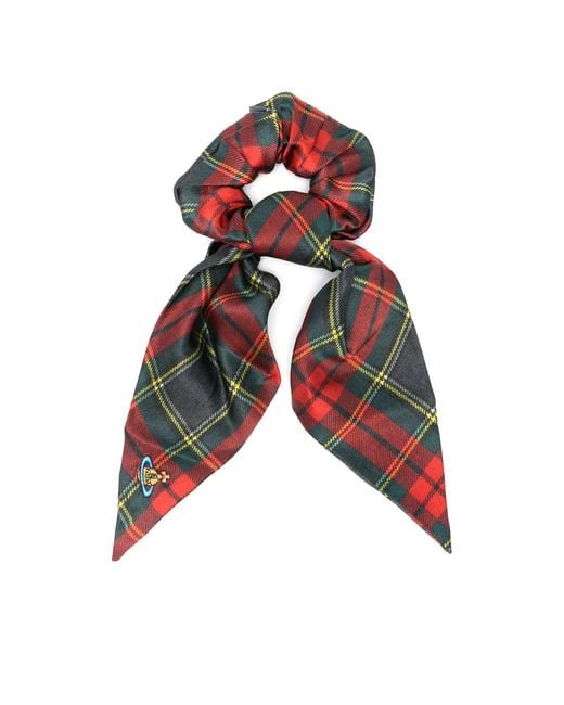 Vivienne Westwood Green Tartan-Plaid Scrunchie