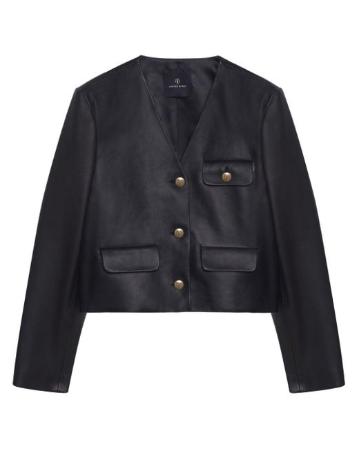 Anine Bing Blue Cara Leather Jacket