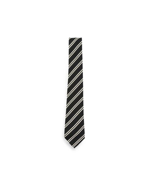 Saint Laurent Black Diagonal-Stripe Tie for men