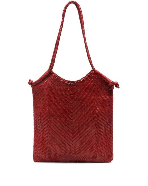 Dragon Diffusion Red Minga Leather Tote Bag