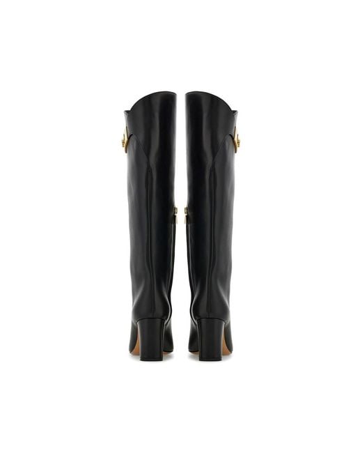 Ferragamo Black Hug Buckle Boots