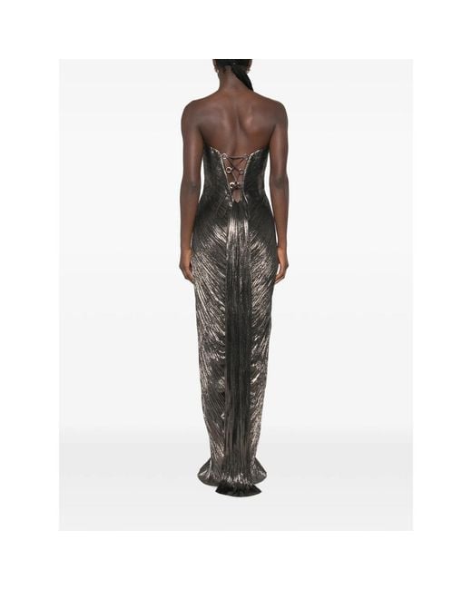 Maria Lucia Hohan Black Nadira Metallic-Effect Pleated Maxi Dress