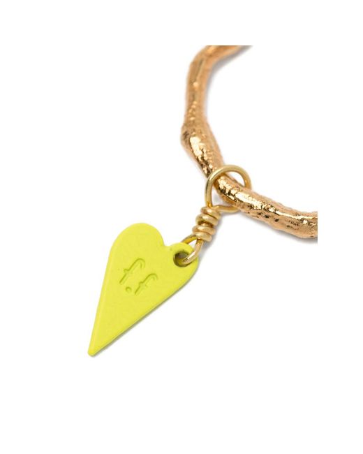 Forte_forte Metallic Heart-Charm Hoop Earrings