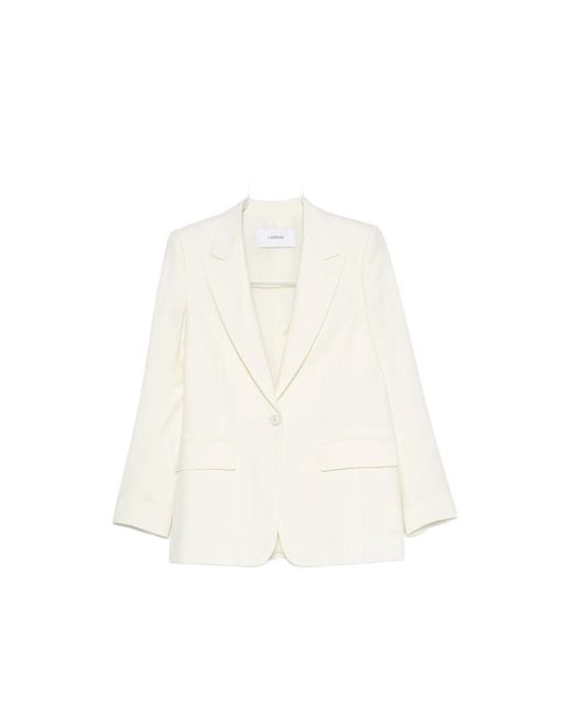 Lardini White Single-Breasted Peak-Lapel Blazer