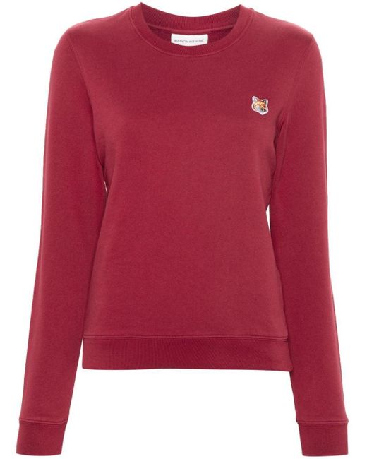 Maison Kitsuné Red Fox-Motif Cotton Sweatshirt