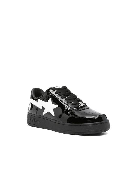 A Bathing Ape Black Bape Sta Leather Sneakers for men