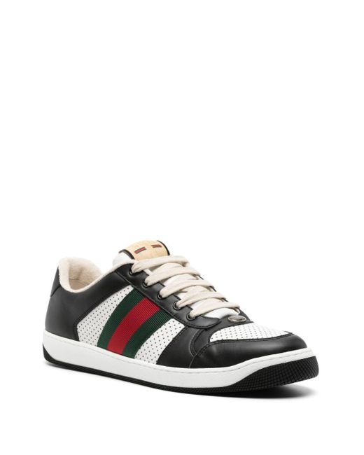 Gucci Black Screener Lace-Up Sneakers for men