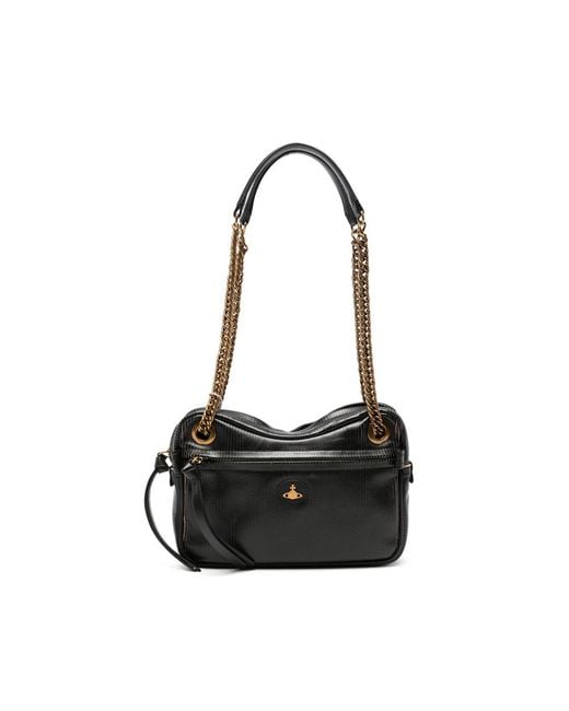 Vivienne Westwood Black Medium Dolce Orb-Plaque Chain-Strap Tote Bag