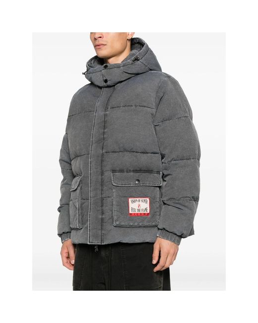 Vision Of Super Gray Hooded Padded Jacket for men