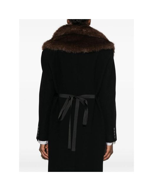 LE SULLY STUDIO Brown Faux-Fur-Panelled Longline Jacket