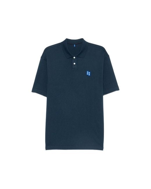Adererror Blue Logo-Patch Polo Shirt for men