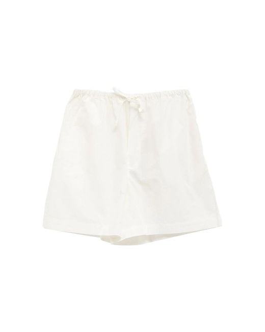 Baserange White Kolla Drawstring Cotton Shorts
