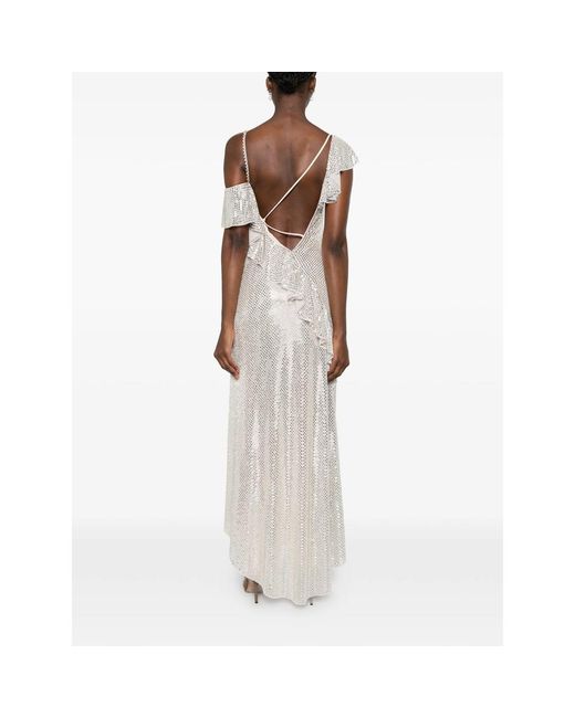 Self-Portrait White Dress With Sequin & Ruffles
