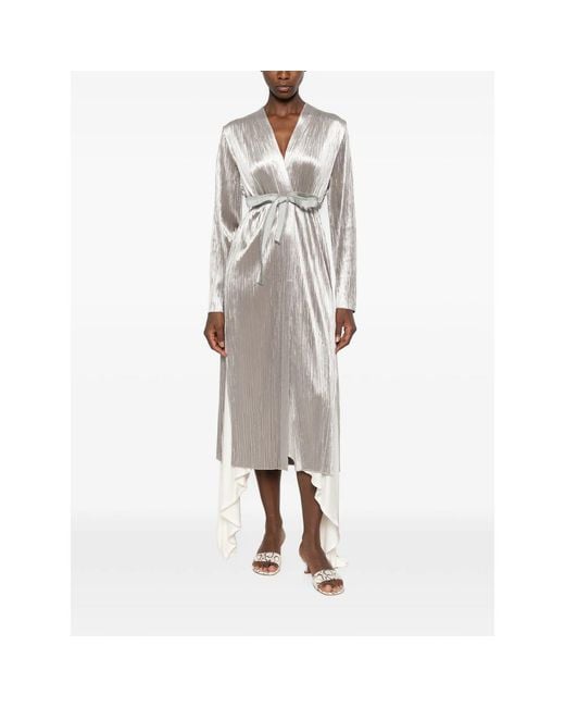 Forte_forte Gray Plissé-Effect Belted Coat