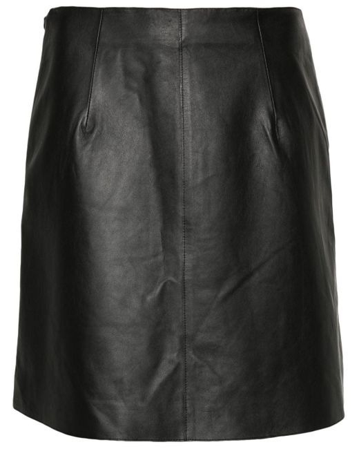 By Malene Birger Black A-Line Leather Skirt