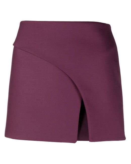 ALESSANDRO VIGILANTE Purple Low-Rise Virgin Wool-Blend Miniskirt