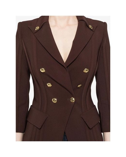 Elisabetta Franchi Brown Double-Breasted Jacket
