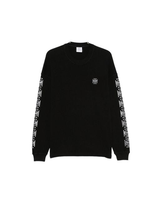Vetements Black Waffle-Knit Graphic-Print T-Shirt for men